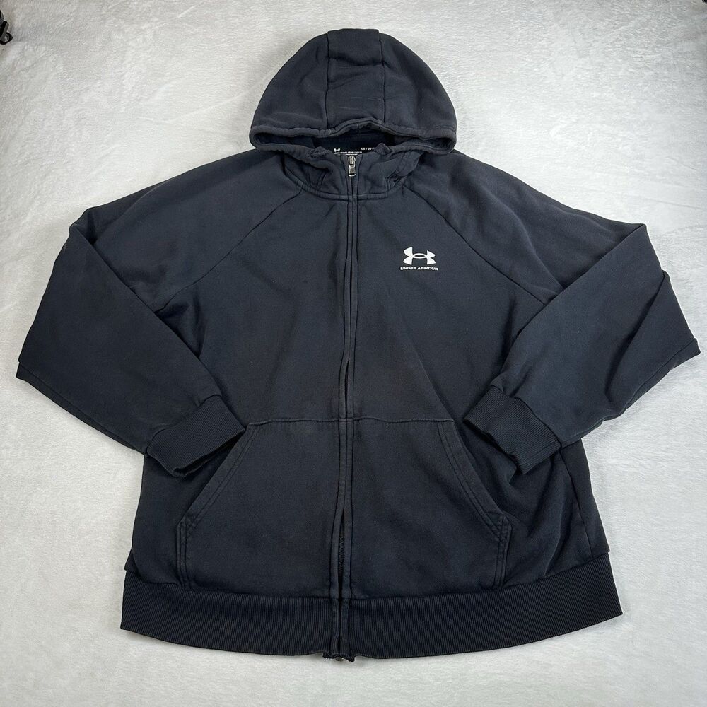 Under Armour Hoodie‎ Mens Large Black Full Zip Loose Fit Sweatshirt Athletic